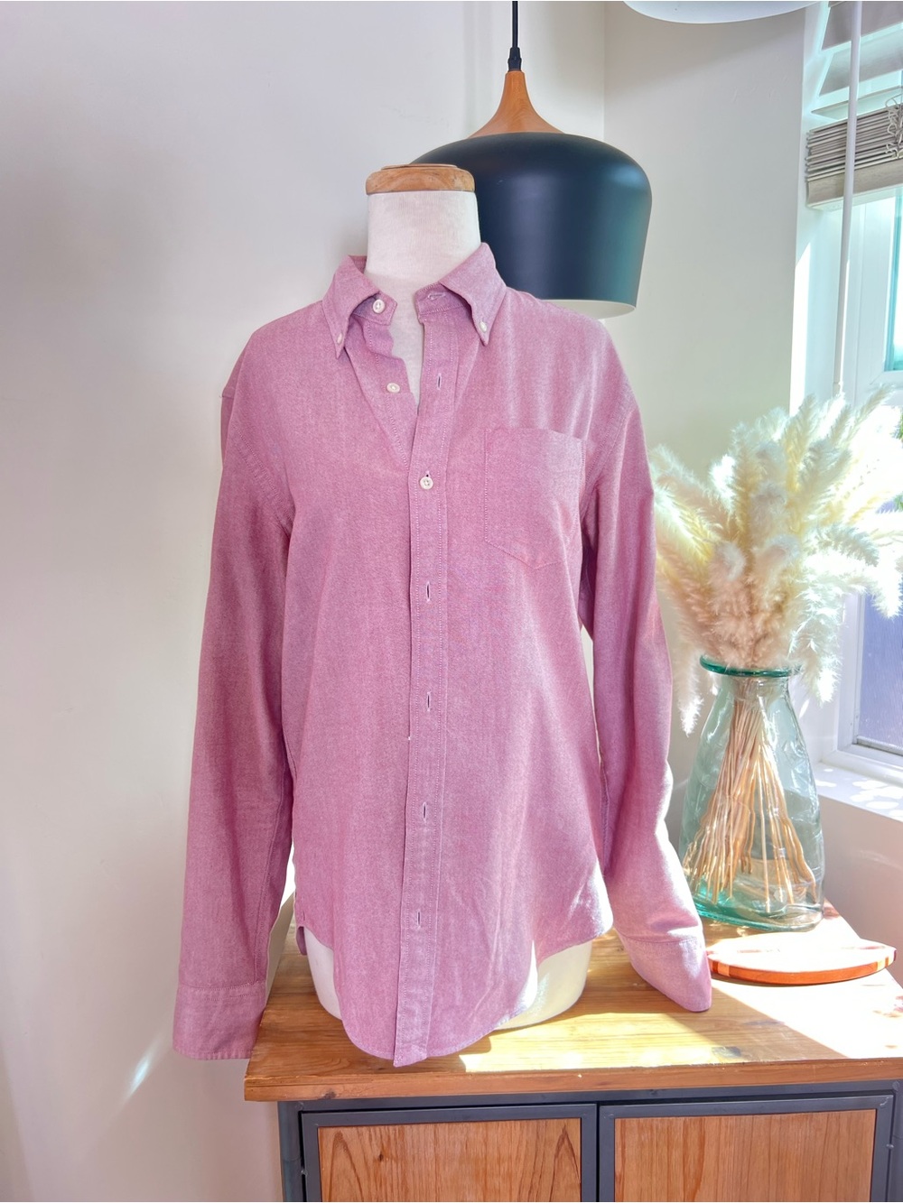 Club Monaco Men’s 100% Cotton Button Down Shirt Dusty Pink Long Sleeve Size S